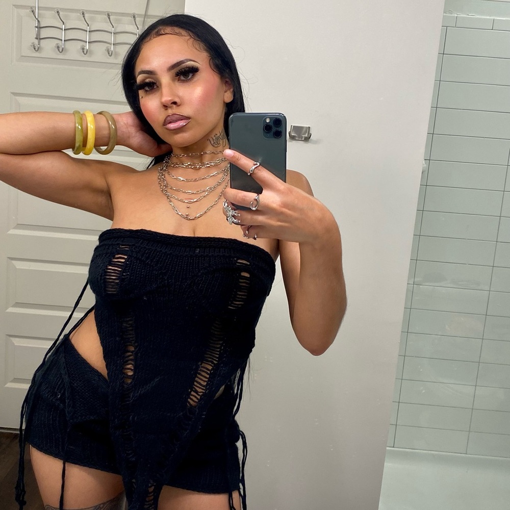 Black Fringe Two Piece Set